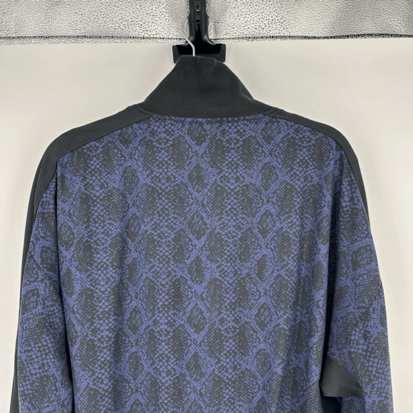 Athleta Womens M Brooklyn Track Bomber Jacket Black Blue Full Zip Athleisure - Picture 10 of 10